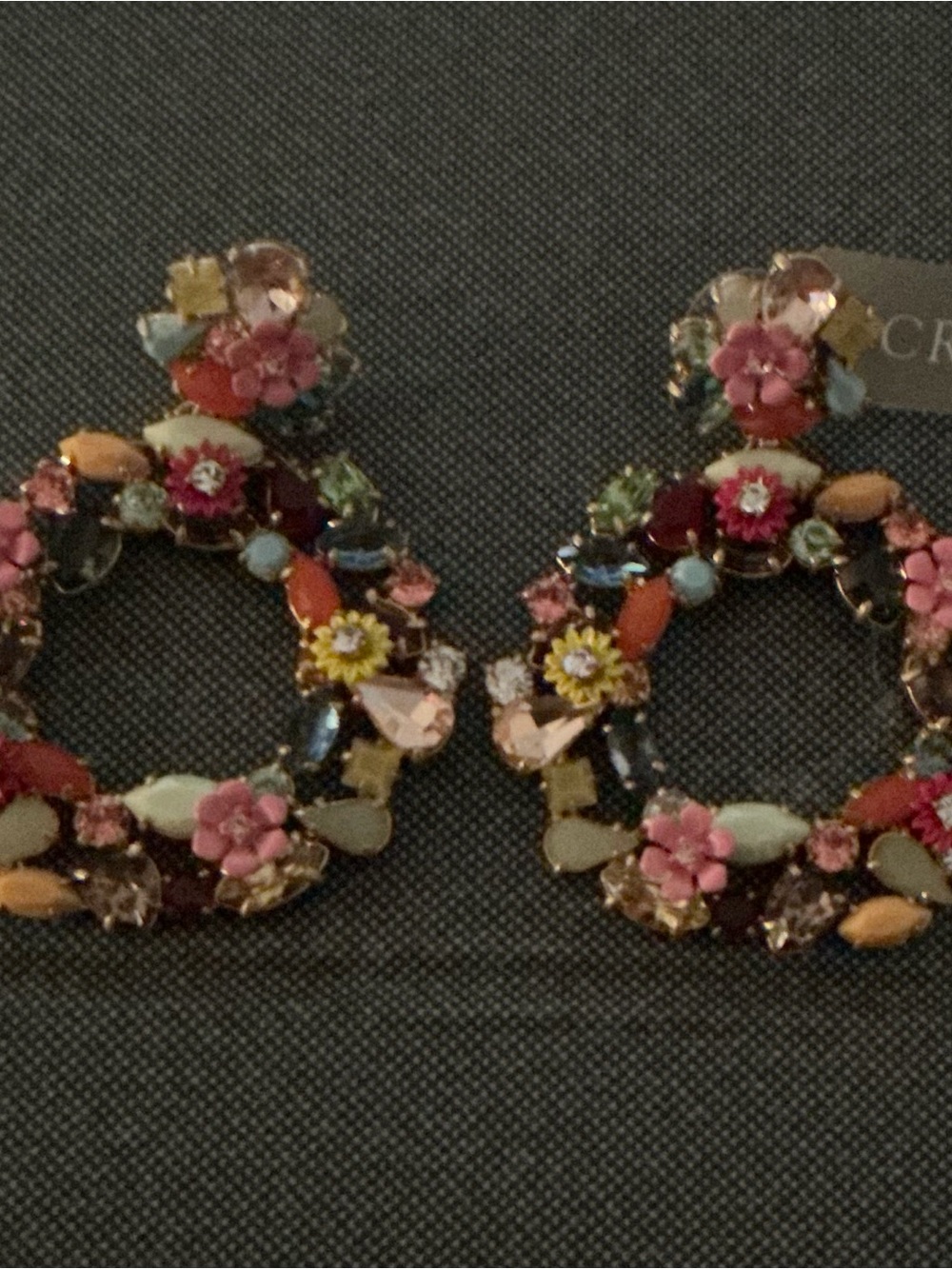 J. Crew Multicolor Floral Hoop Statement Earrings